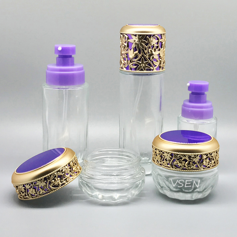 透明新款贵妇化妆品玻璃瓶乳液按压瓶子(图6)